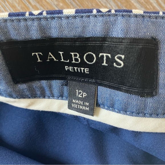 EUC Talbots Navy Blue White Gatsby‎ Art Deco Straight Skirt Size 12P - Picture 3 of 5